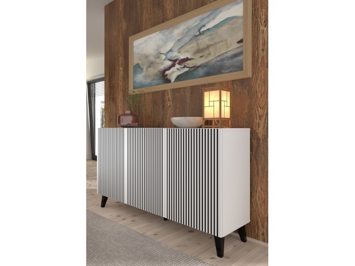 Скрин за дневна RAVENNA MDF 150 3D (бяло мат/бяло черно)